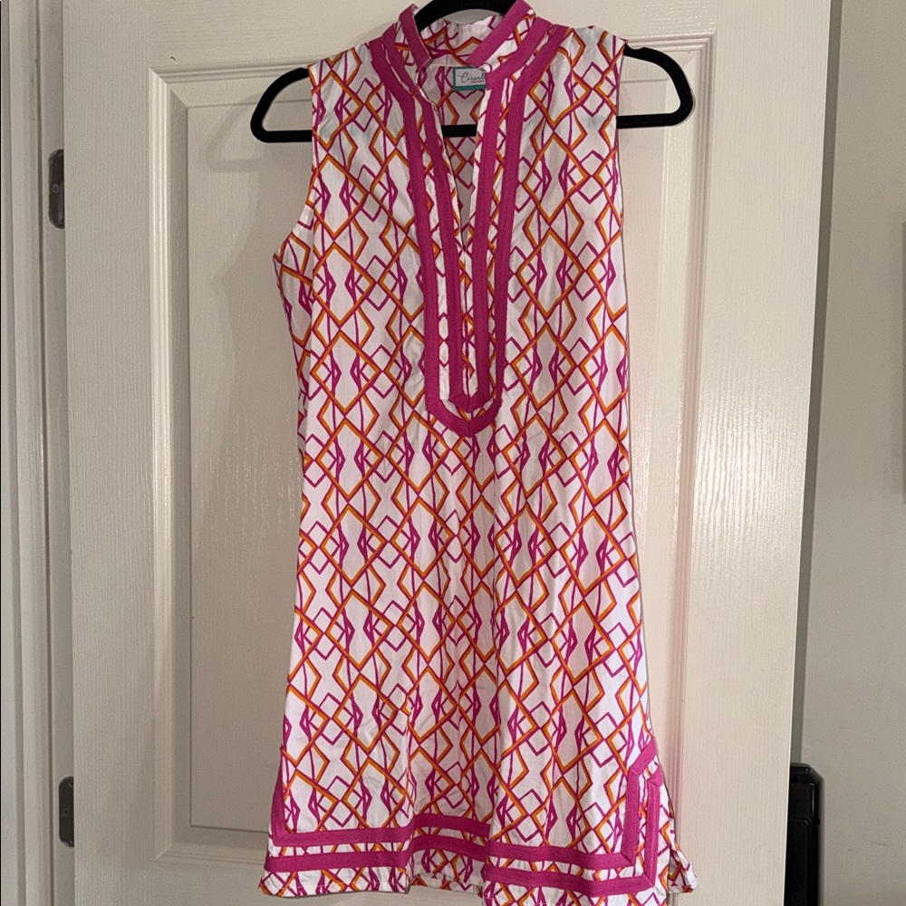 Carvalho Couture Pink and Orange Geometric Dress